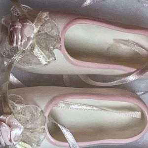 Decorative Porcelain Ballet Slippers with adorable pink roses.